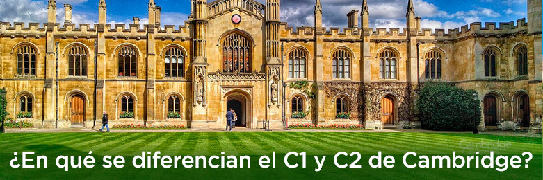 imagen del campus de la universidad de Cambridge en un día soleado, y abajo sobre verde pone «Dudas frecuentes de los exámenes de Cambridge»
